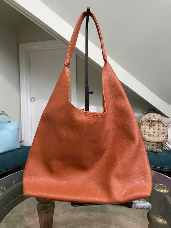 Handbags - Classic Large Orange brown vegan Leather Shoulder Bag
